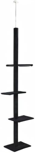 Cat Craft Cat Tree Floor to Ceiling 95-108" Tall Cat Tree Carpet Cat Tower Kitten Tree Sisal Scratching Post and Mat Cat Pole for Indoor Cats, Charcoal, 4-Tier