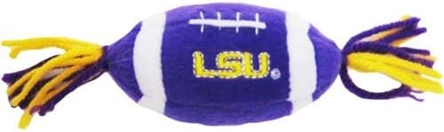 Pets First NCAA LSU Tigers Catnip Toy in Football Shape with Team Logo in Vibrant Team Color