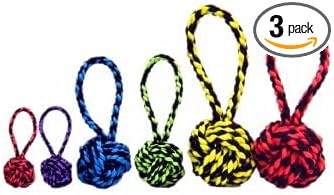 Multipet 29004 Nuts for Knots Woven Rope Dog Toy, Assorted Colors, 3.5-in. - Quantity 3