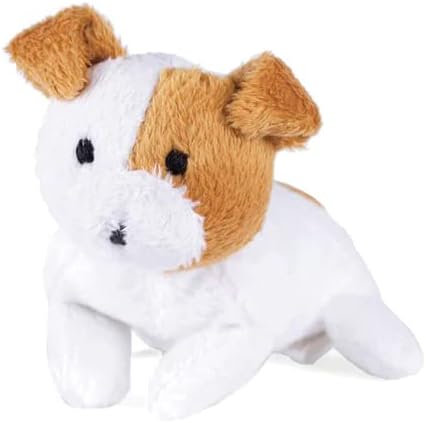 Oscar Newman Jack Russell Pipsqueak Toy, 5-inch Length, White and Tan