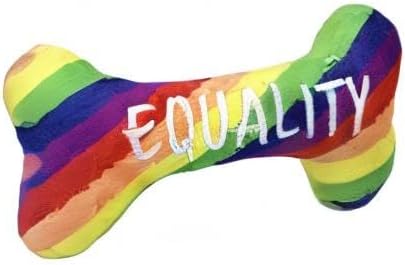 Huxley & Kent for Dogs | Pride Equality Bone (Small) | Rainbow Power Plush Dog Toy with Squeaker | Funny Dog Toy | Cute Dog Toy | H&K Squeaky Dog Toy