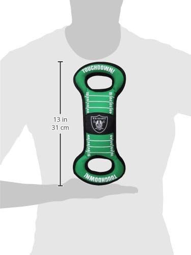 NFL Football Field DOG TOY with Squeaker. - LOS VEGAS RAIDERS - For Tug, Toss, and Fetch. - Tough & Durable PET TOY
