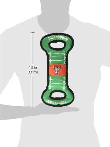 NCAA Football Field Dog Toy with Squeaker. - Texas TECH RED Raiders - for Tug, Toss, and Fetch. - Tough& Durable PET Toy
