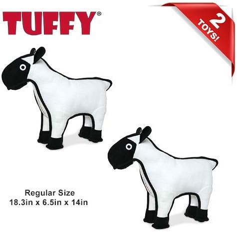 TUFFY - World's Tuffest Soft Dog Toy -Barnyard- Multiple Layers. Made Durable, Strong & Tough. Interactive Play (Tug, Toss & Fetch). Machine Washable & Floats. (Sheep, Large 2 Pack)