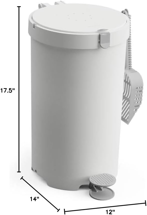 Modkat Premium Litter Keeper - Cat Litter Disposal (Includes Litter Scoop, 2X Bamboo Charcoal Filters, and 10x Recycled Waste Bags (White)