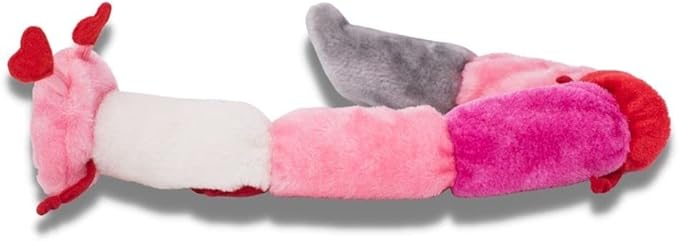 ZippyPaws Deluxe Caterpillar- Dog Toys to Keep Them Busy, for Medium & Large Dogs, Squeaky Pet Toy for Boredom, Stuffed Chew Toy, 6 Blaster Squeakers & 1 Round Squeaker- Valentine's Caterpillar, 30"