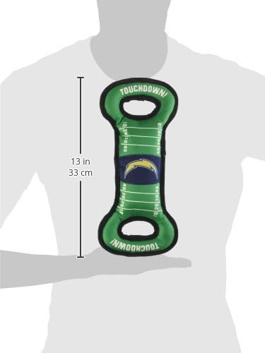 NFL Football Field DOG TOY with Squeaker. - LOS ANGELES CHARGERS - For Tug, Toss, and Fetch. - Tough & Durable PET TOY