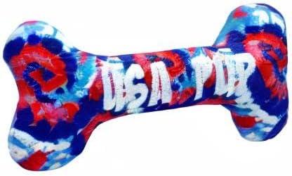 Huxley & Kent for Dogs | USA Pup Bone (Large) | 4th of July Funny Dog Toy | Power Plush Dog Toy with Squeaker | Dog Gift | Fun, Durable, and Safe | H&K Squeaky Dog Toy