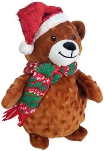 Petlou Holiday Plush Pet Toys for Dogs with Squeakers and Crinkle.Petlou CHR Crinkle Dog Toys for Small and Medium Size (10 INCH, 10" CHR Dotty Bear)