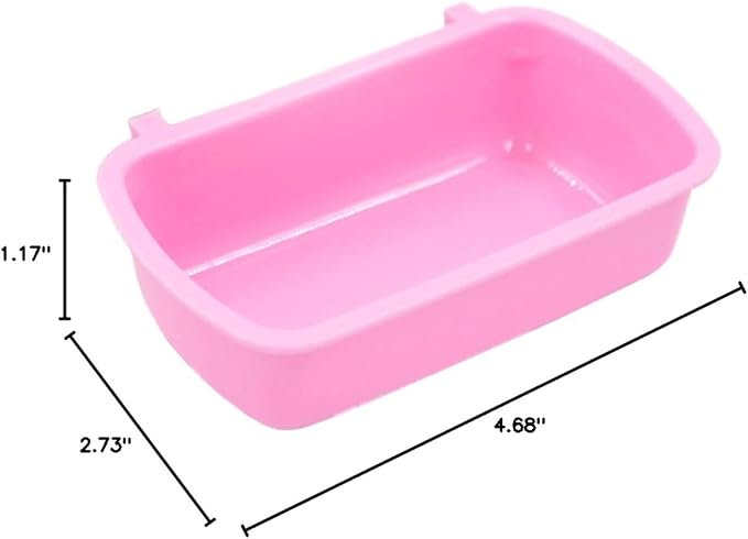 Small Pet Feeding Dish for Case Food Bowl with Hooks Cup Bird Cage Water Bowl for Birds Hamster Puppy Rabbi Pink Plastic