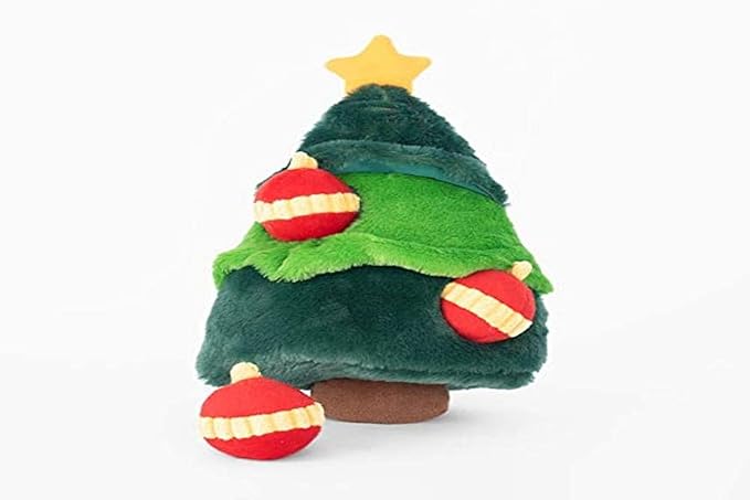 ZippyPaws Burrow - Interactive Dog & Puppy Toys for Boredom, Stimulating Pet Products to Keep Them Busy, Hide & Seek Plush Puzzle, Enrichment Squeaky Toy for Small & Medium Dogs - Christmas Tree