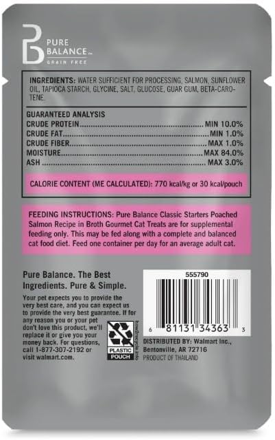 Pure~Balance Starters Cat Treats ~ 1.4 Oz ~ (Pack of 12) ~ Gourmet Poached Salmon, Natural & Healthy Snack