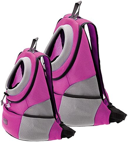 Mogoko Airline Approved Cat Dog Backpack, Puupy Pet Carrier Front Bag with Breathable Head Out Design and Double Mesh Padded Shoulder for Outdoor Travel Hiking (M, Pink)