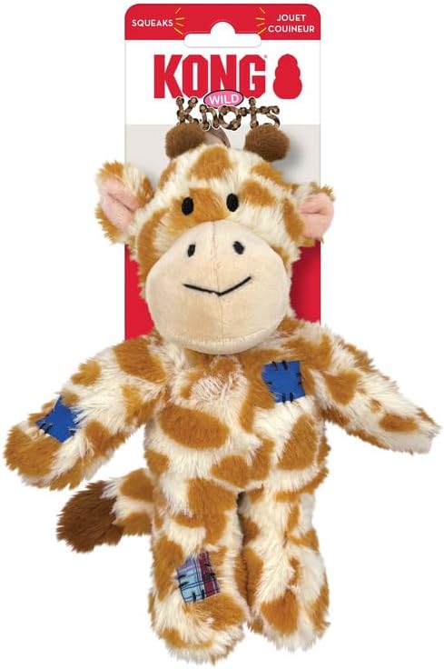 KONG Wild Knots Dog Toys – 2 Pack – Durable Plush Dog Toy with Internal Knotted Rope & Squeaker (Giraffe, Small/Medium)