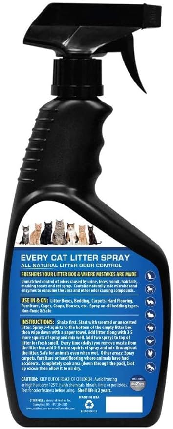 Every Cat Litter Spray Odor Eliminator - Urine Enzyme Cleaner & Deodorizer Cuts Litter Box Changes in Half! 24 oz Cat & Pet Odor Deodorizer