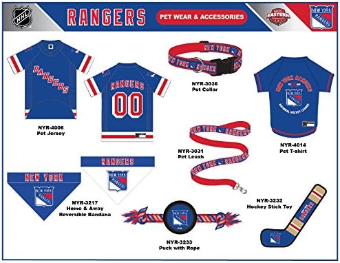 NHL New York Rangers Tee Shirt for Dogs & Cats, Medium. - Are You A Hockey Fan? Let Your Pet Be An NHL Fan Too!