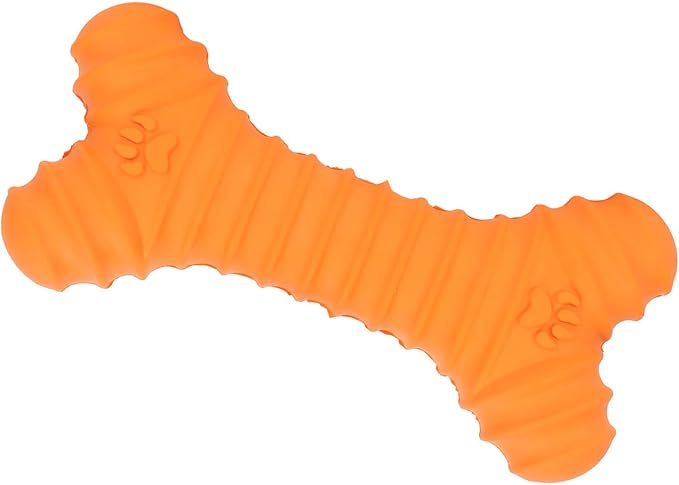 Pssopp Dog Bones Toy, Latex Squeaky Dog Toy,Pet Puppy Cat Squeaky Chewing Play Toys Bone Shaped Toys for Puppy (Orange)