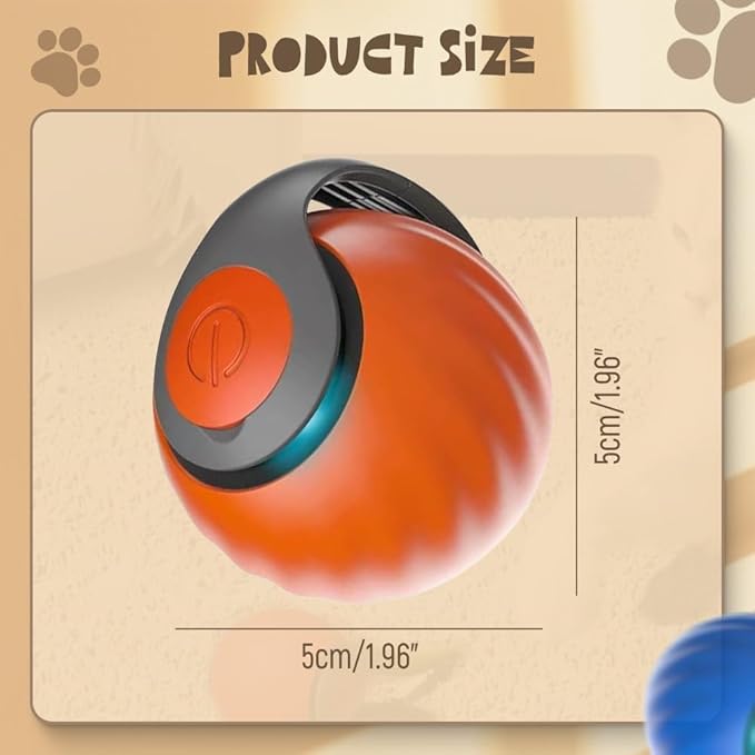 Speedy Cat Toy, 2025 NewUSB Rechargeable Smart Cat Toys Ball Smart Automatic Rolling Pet Ball, Interactive Cat Toys Ball for Indoor Two Speed Adjustment with Replacement Tail (Blue)