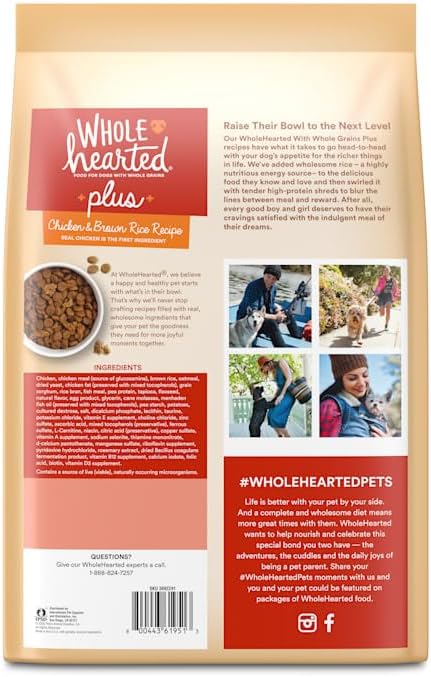WholeHearted by Petco Plus Chicken & Brown Rice Recipe with Whole Grains Dry Dog Food 45 lbs.