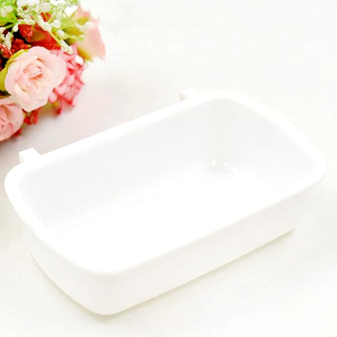Small Pet Feeding Dish for Case Food Bowl with Hooks Cup Bird Cage Water Bowl for Birds Hamster Puppy Rabbi Black Plastic