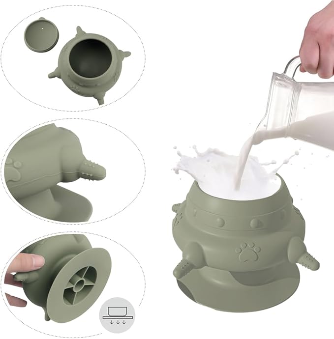 Puppy Milk Feeders for Multiple Puppies Kitten Feeding Bowl with 4 Nipples Silicone Nursing Bottle 235ml Food Water Feeding Station for Small Pets