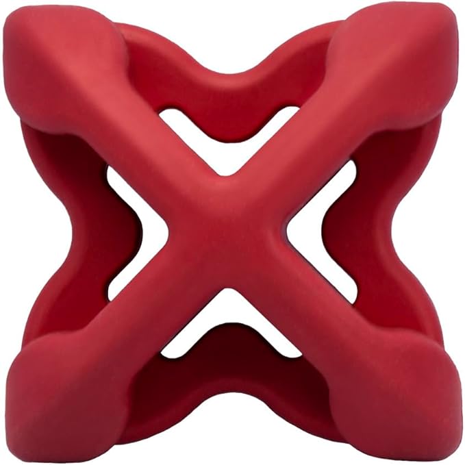 PetDreamHouse Chewtastic Geometrics Natural Rubber Enrichment Dog Toy Geo-AstroRolly Red, Engaging Rolling and Unpredictable Bounce, Stuffable, Fun to Chew and Fetch
