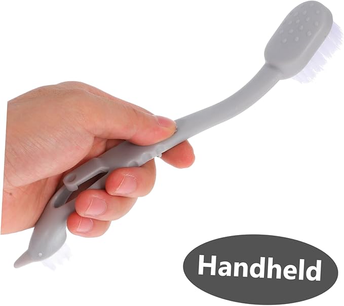 HANABASS 3Pcs Bird Cage Brush with Dual Heads Durable Long Handle Tool for Pet Bird Supplies Removal Easy of Small Animal Cages Grey