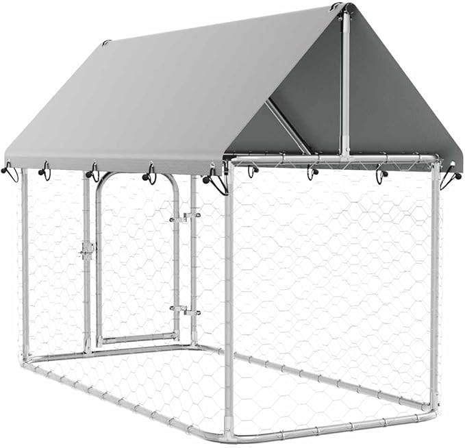 vidaXL Outdoor Dog Kennel, Dog Pen Kennel Playpen House with Roof, Heavy Duty Dog Crate Outdoor Metal Pet Animal Cage Fence for Yard