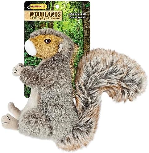 Ruffin' It Rhode Island Textile Woodlands Plush Dog Toy Squirrel Large, Mutli