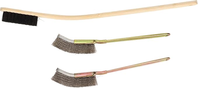 3Pcs Bird Cage Brush, Long Handle Cleaning Bamboo Stainless Brush, Pet Birdcages Steel Medium Hardness Tool Accessories for Small Animal