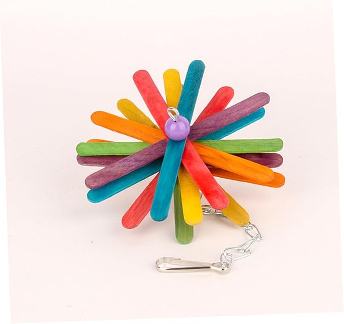 NUOBESTY 2pcs Parrot Bite and Hanging Chewing String with Colorful Block Beads, Sturdy Bird Cage Accessory for Teeth Grinding and Play, Suitable for Parakeets and Conures