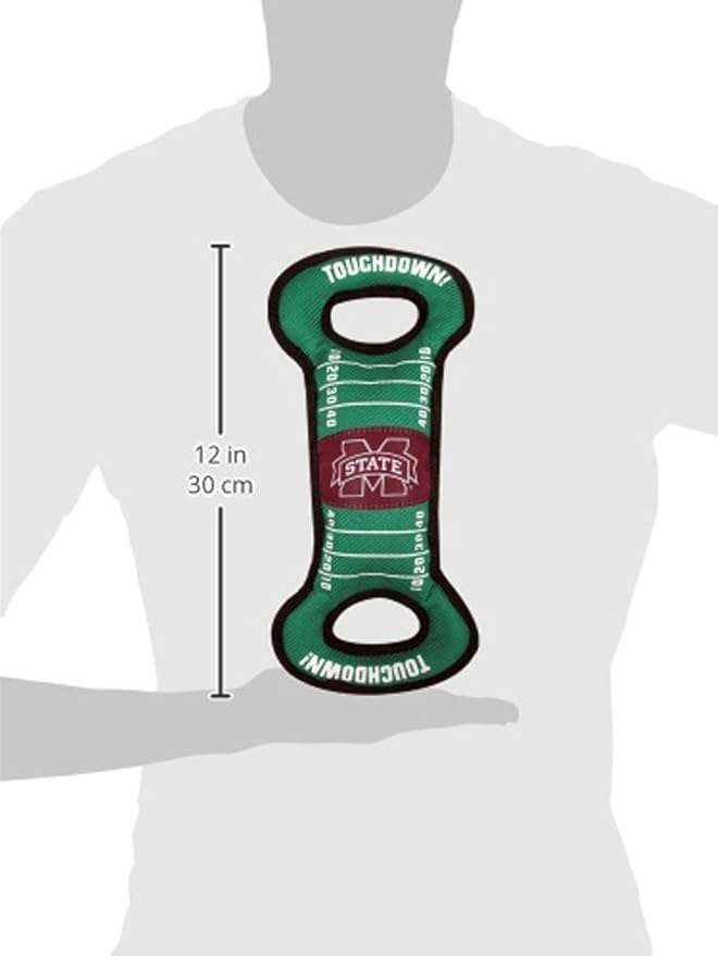 NCAA Football Field Dog Toy with Squeaker. - Michigan State Bulldogs - for Tug, Toss, and Fetch. - Tough& Durable PET Toy