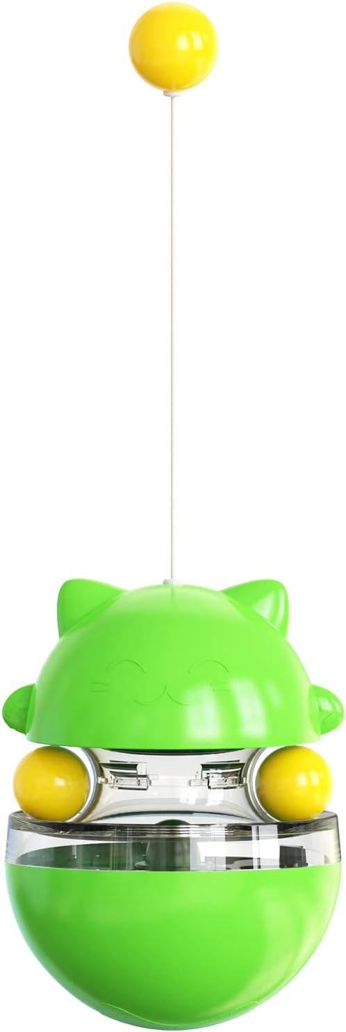 Cat Toy Funny Tumbler,Interactive Toy for Indoor Cats,Treat Dispenser Ball,Cats Exercising Their Bodies,Physical Exercise,Fun Toys (Green)
