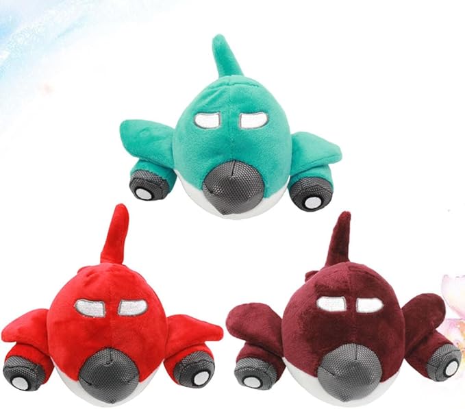 Angoily Plane Shape Squeaky Dog Chew Toy 7.87 Inch Interactive Pet Toy for Teeth Cleaning Bite Resistant Sound Playing Durable Chew for Dogs and Cats