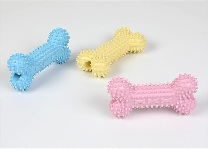 Pet Toys with Bone Shapes, Grinding Teeth Sticks, Cat and Dog Supplies, Stress Relieving Toys (Yellow)