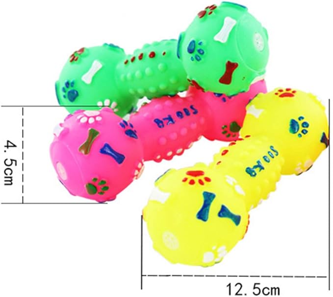 Soft Small Rubber Bone Pet Dog Puppy Cat Toys–Pet Chew Toy Squeaky Colorful Dot Toy for Puppy Games