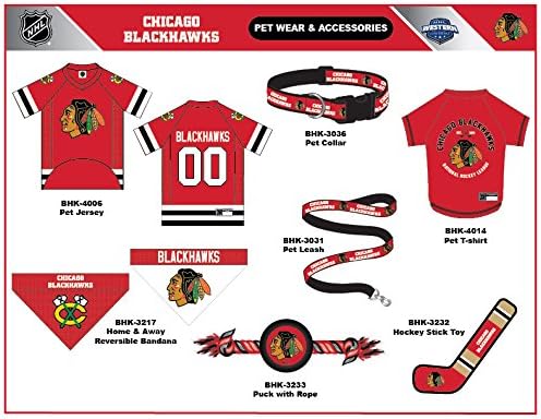 NHL Chicago Blackhawks Tee Shirt for Dogs & Cats, X-Small. - Are You A Hockey Fan? Let Your Pet Be An NHL Fan Too!
