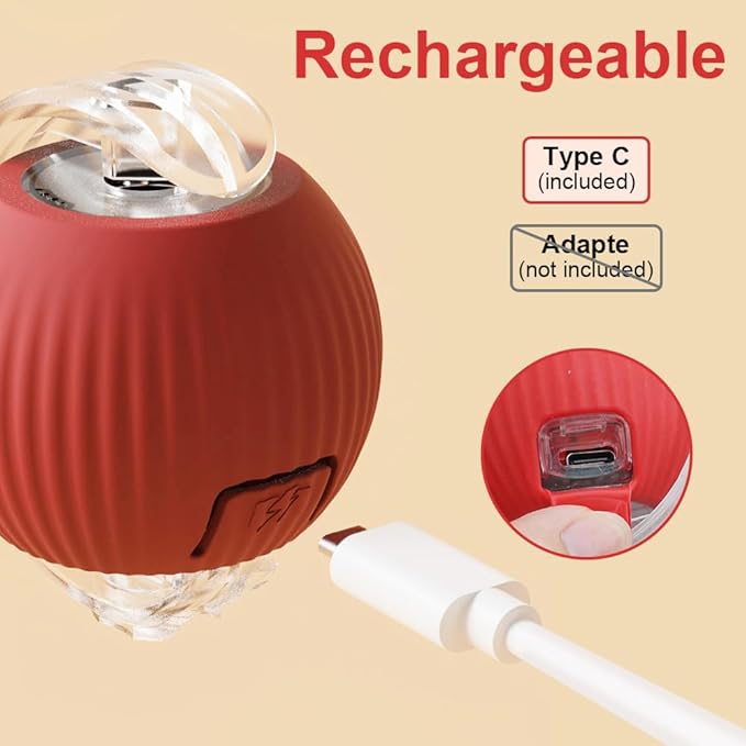 Interactive Rolling Cat Dog Ball - 2025 Upgraded Automatic Moving Cat Toys Ball Dog Toy Interactive,Smart Rolling Ball Toy Electric Balls Toys for Bored Indoor Dog/Cat (Red)