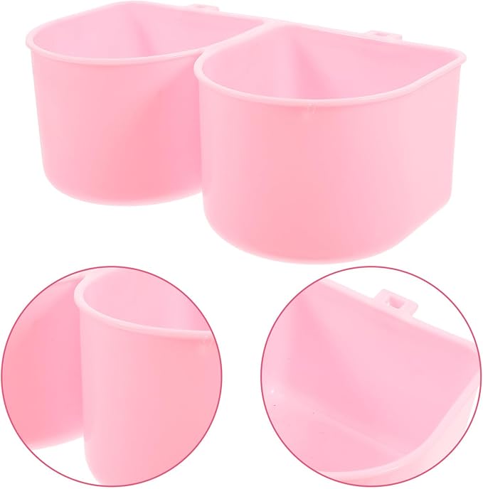 COHEALI Small Hanging Pet Feeding Bowl with Hooks, Plastic Water and Food Dish for Dog Crates and Bird Cages, Pink, Suitable for Puppies, Cats, Rabbits, and Small Pets