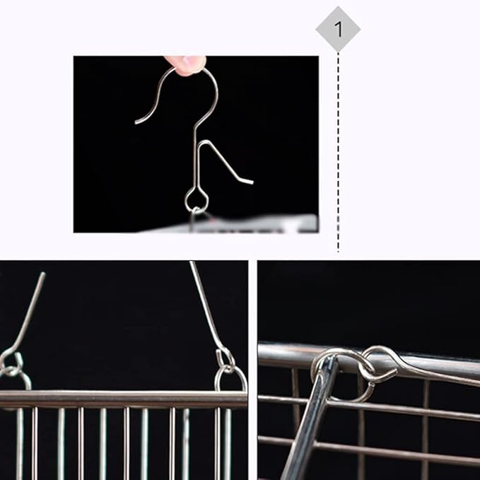 Square Birdcages Hanging Bird Cage Stainless Stee Flight Cage Simple Retro Bird House for Travel Home Gifts,with Accessories,with Accessories