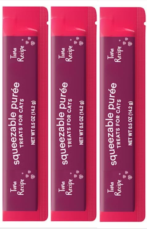Squeezable Puree Cat Treats – 3 Tubes Total – Tuna – Lickable, High Protein, Grain-Free (3 Count, Tuna)