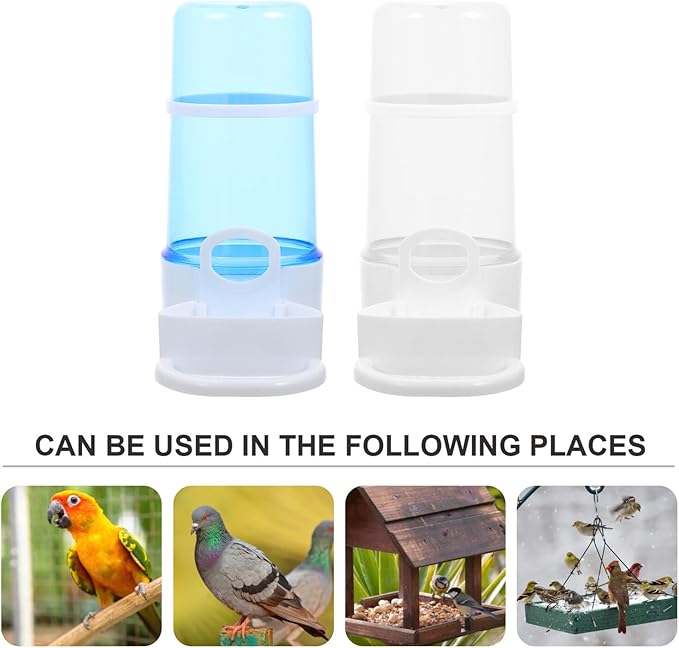2pcs Automatic Bird and Hamster Food Dispenser Water Feeder, Plastic Cage Accessory for Parrots, Parakeets, and Small Pets, Blue, Suitable for Large Bird Cages