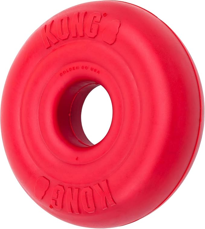 KONG Donut Dog Toy – Durable Natural Rubber Chew & Fetch Toy – Promotes Healthy Teeth & Gums, Fun Bounce & Roll, Gentle on Mouth (Medium/Large)