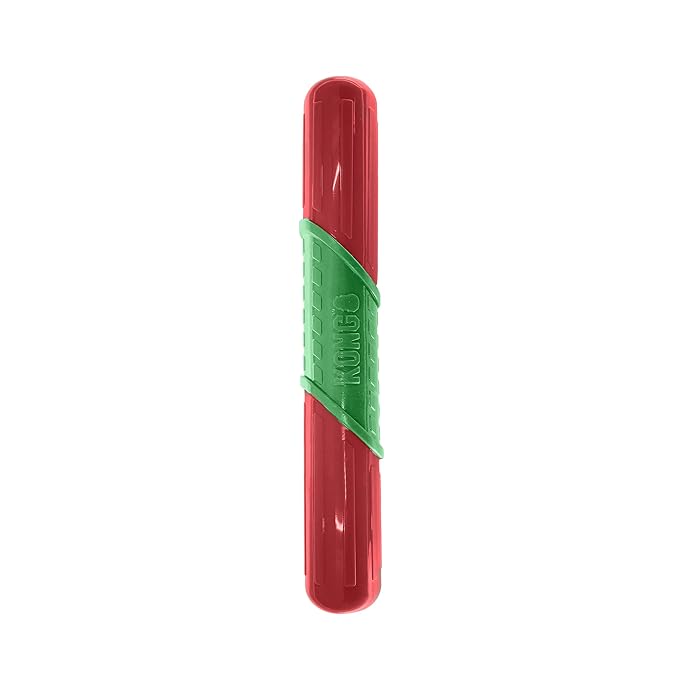 KONG Puppy Dog Toy, Holiday CoreStrength Rattlez Stick, Assorted, Large, Red/Green