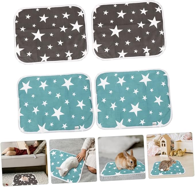 Happyyami 4pcs Pet Pee Mat Bunny Accessories Professional Bunny Liner Leakproof Pet Cushion Small Animal Bedding Bird Cage Cushion Mat Underlying Eva Water Rabbit Supplies