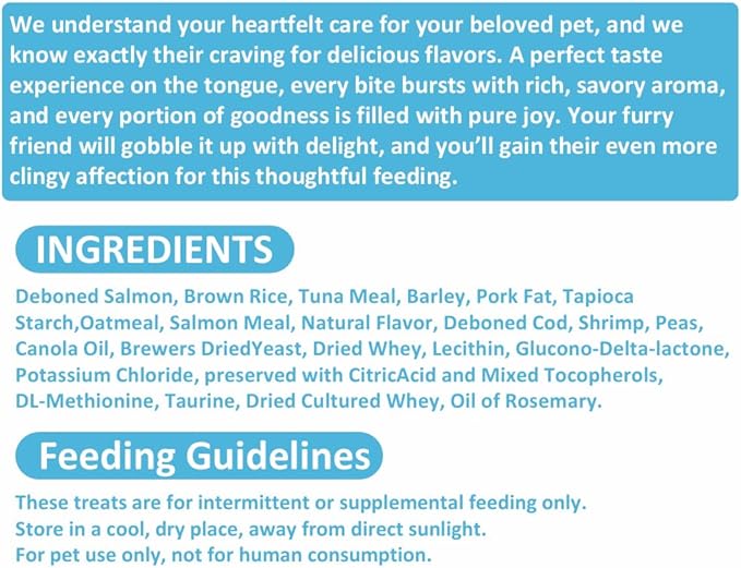 BuddyEver Crunchy & Creamy Cat Treats, Savory Seafood Flavor Training Cat Snacks, Real Salmon First Ingredient, 5 oz Bag