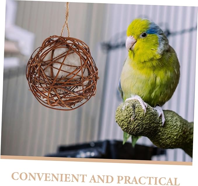 TOYANDONA 6pcs Natural Rattan Parrot Chewing for Small Birds Hanging Cage Accessories for Parakeets Cockatiels Enhancing Activity with Cotton Safe Bird