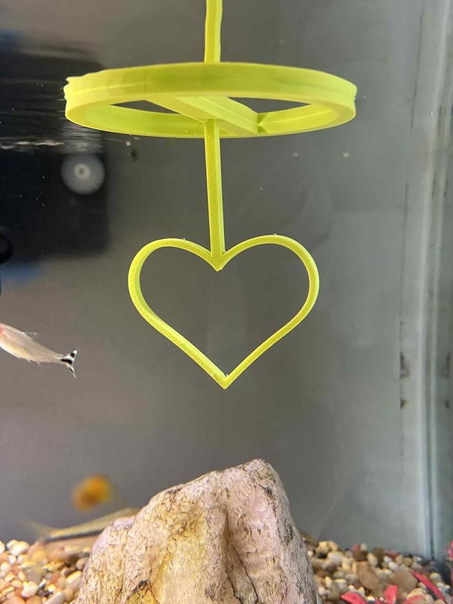 Floating Heart Betta Training Ring, Heart Active Betta Training Ring, Floating Feeder, Enrichment Toys for Aquarium Decor, Pink, 3.8in x 3.7in (Lime, Single)