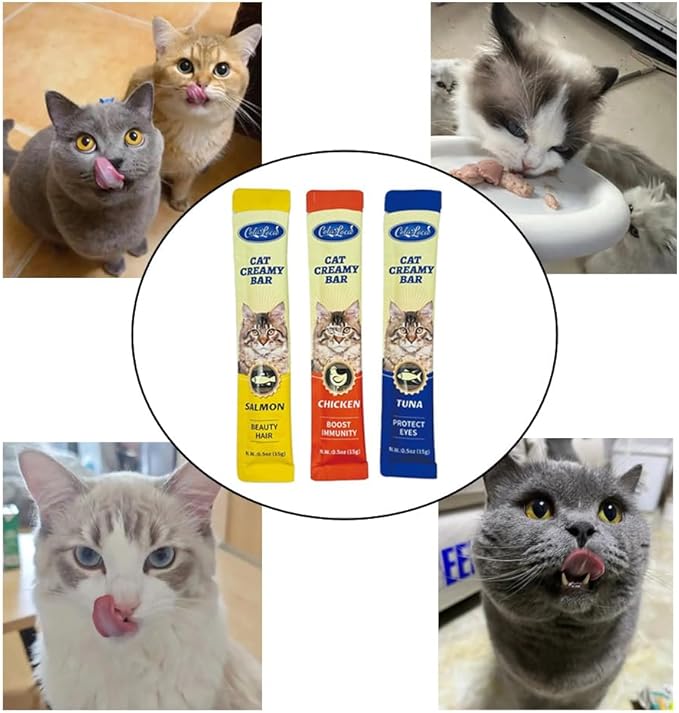 20 Tubes Creamy Lickable Cat Treats Squeezable Creamy Puree Cat Treat with Chicken Salmon Tuna 3 Flavors Variety Pack Healthy Wet Cat Food Pate for Cats Kitty