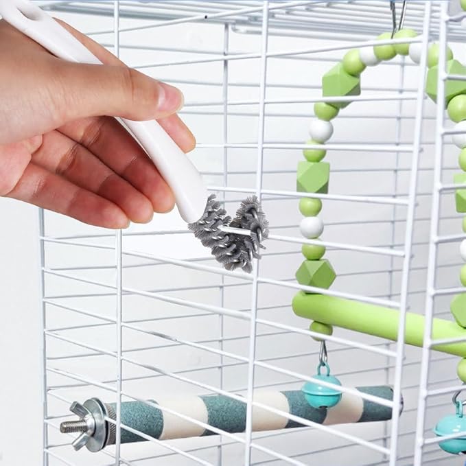 Bird Cage Brush, Parrot Cage Cleaner with Shovel & Ergonomic Handle Pet Cages Accessory for Deep Cleaning